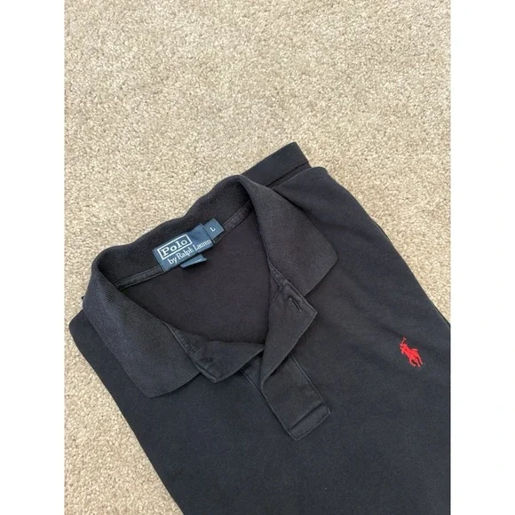 Polo Ralph Lauren Polo Shirt Mens Large Black Red Pony Short Sleeve Classic Fit - Picture 1 of 6